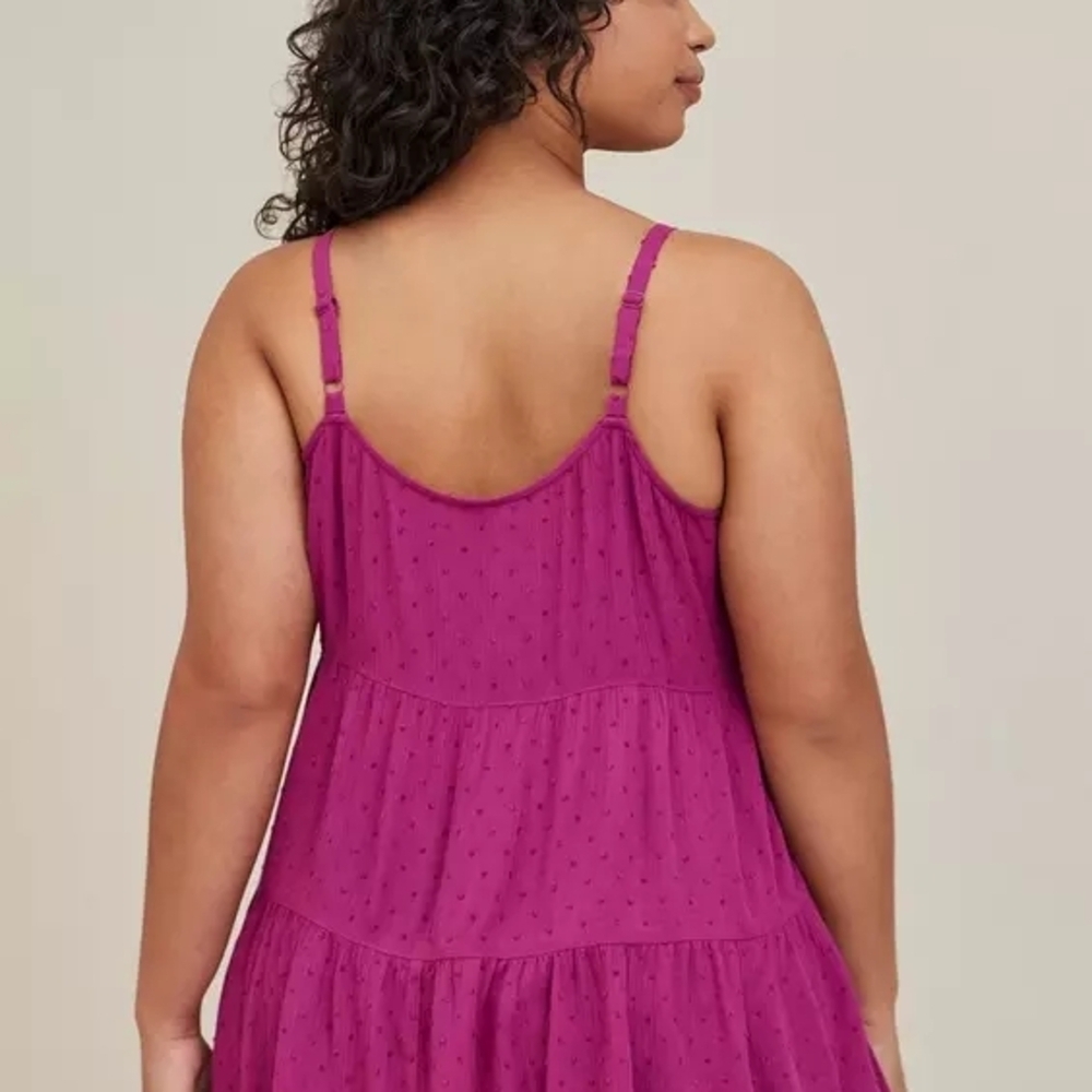 Torrid Pink Swiss Dot Tiered Cami Top Size 2 image 3